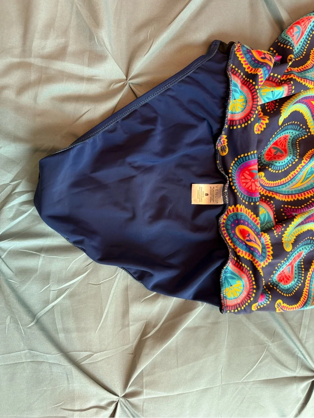 VENUS Navy Paisley Halter Bikini Set with Skirt